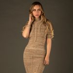 Vestido entallado beige melange